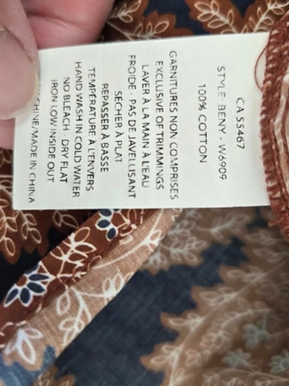 Melissa Nepton Benv W409 Floral Blouse in Blue & Brown Size XL Like New - Picture 4 of 4